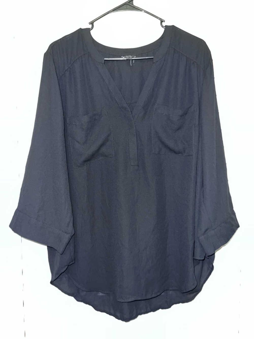Torrid Relaxed V-Neck Long Sleeve Blouse in Black